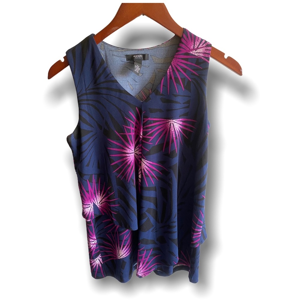 Alfani layered flowy sleeveless top with design